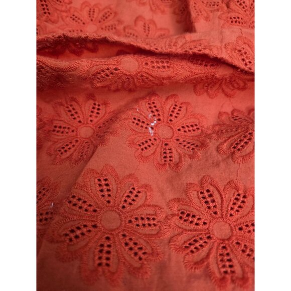 Crown & Ivy Curvy orange Floral Embroidered Short Sleeve Top 2X - Picture 7 of 8